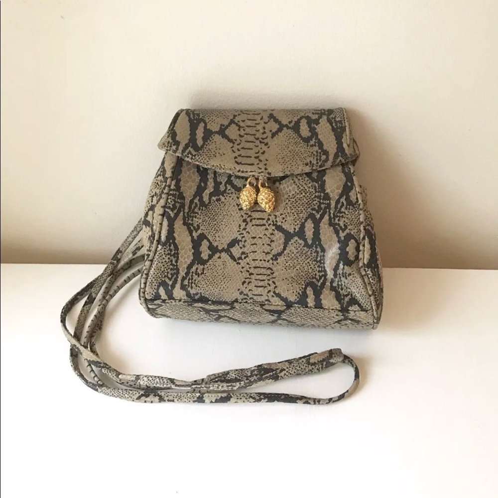 Vintage Snake Skin Animal Print Leather Backpack